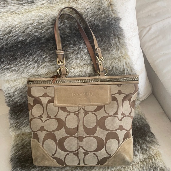 Coach signature shoulder tote - Picture 1 of 14